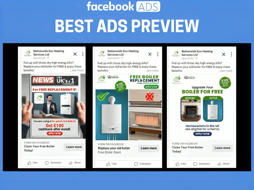 Boiler installation Facebook advertising campaign