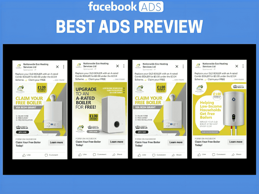 Boiler installation Facebook ad campaign analytics