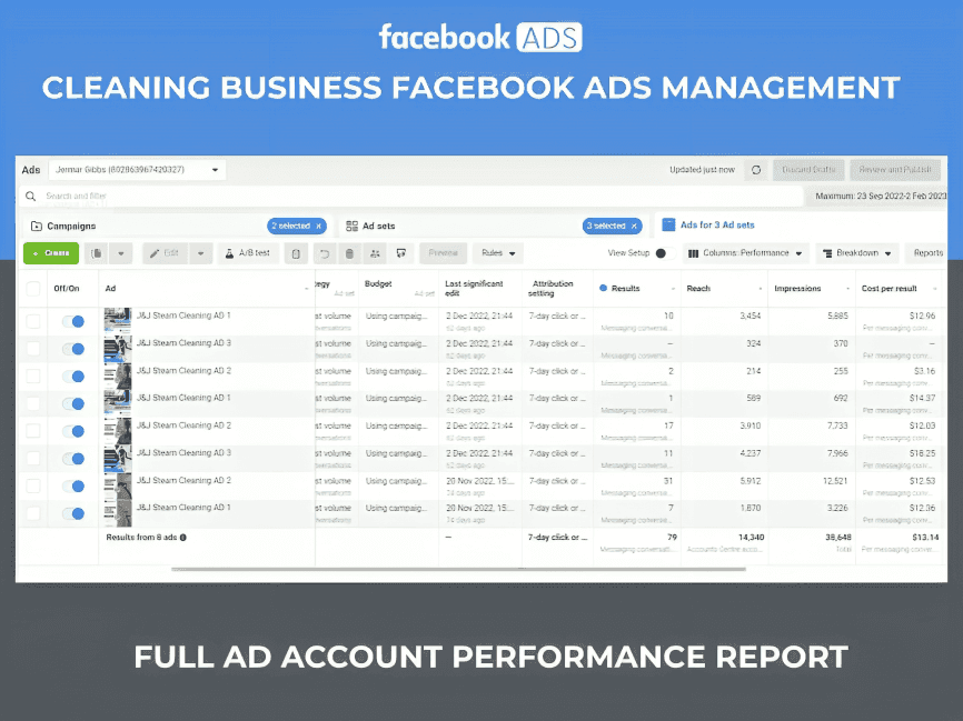 Cleaning business Facebook marketing campaign