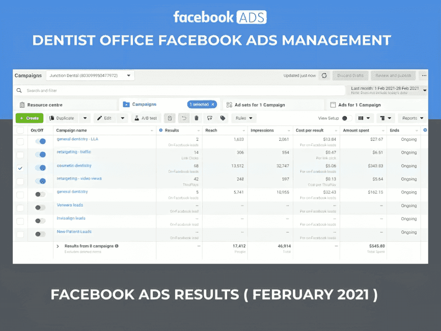Dental clinic ad management screenshot 1