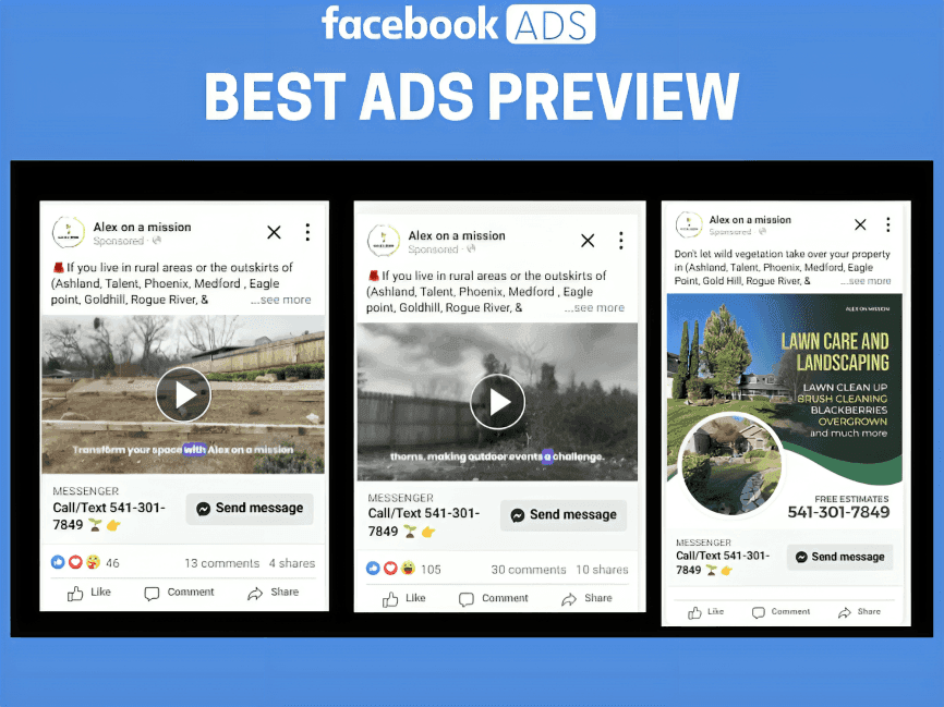 Outdoor landscaping Facebook advertising creatives