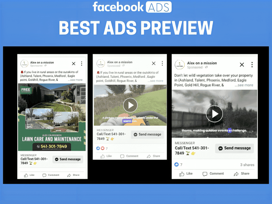 Professional landscaping Facebook marketing performance