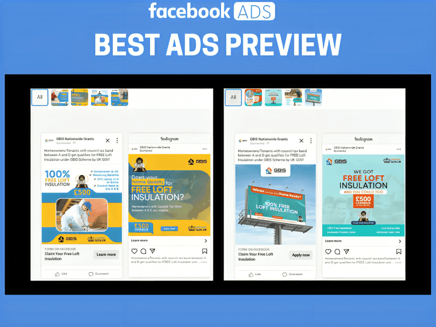 Loft insulation ads creative testing A/B results