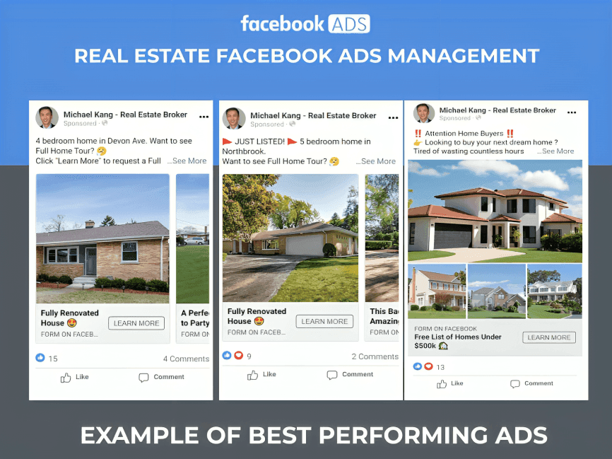 Real estate Facebook ads management lead optimization results