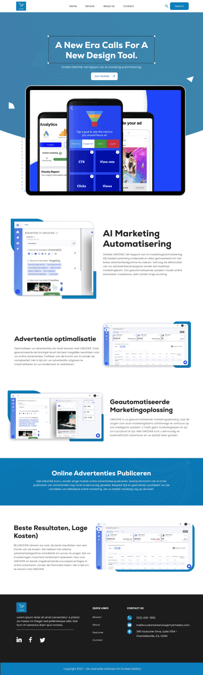 AI dashboard website design