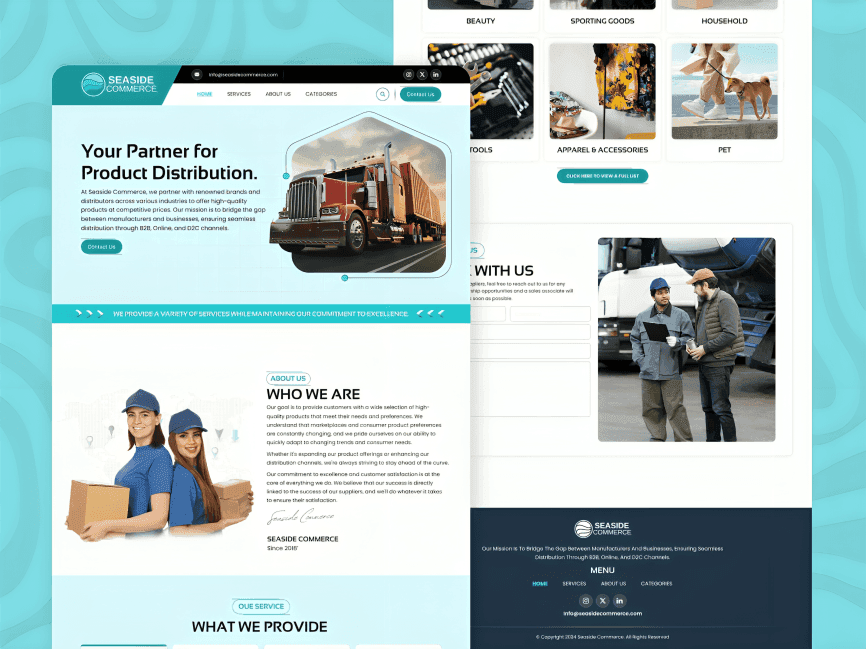 Product distributor retailer website design