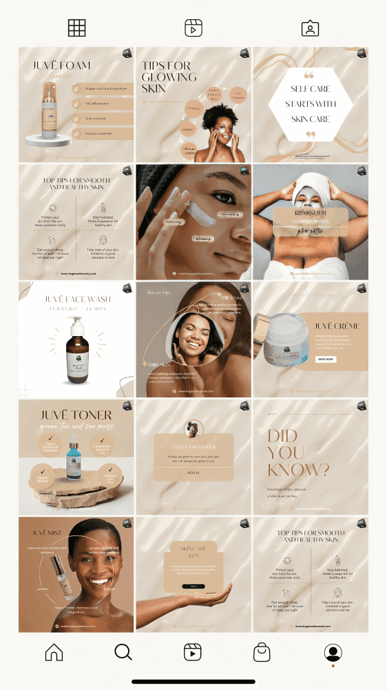 Skincare brand social media content